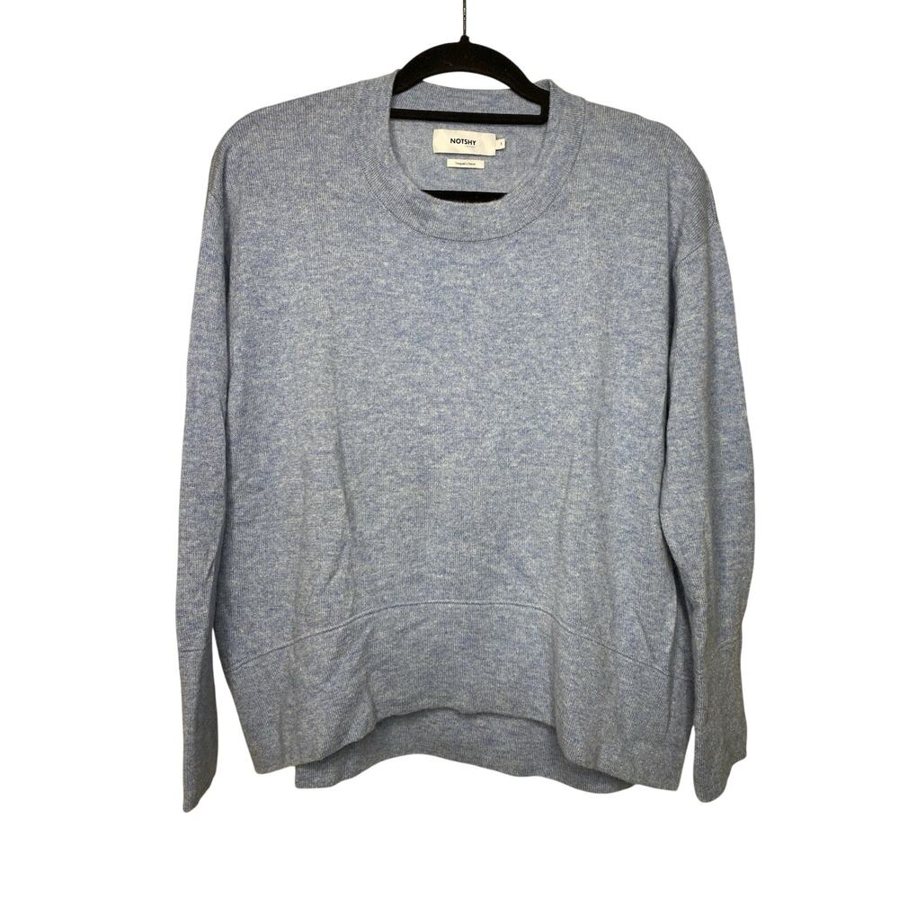 NOTSHY Women's Small Sweater 100% Cashmere Knit Blue Pullover Cozy